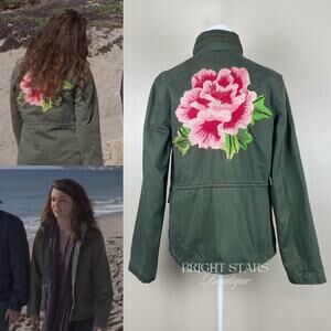 Rare Vintage Floral Embroidered Back Green Utility Jacket ASO Lorelai Gilmore